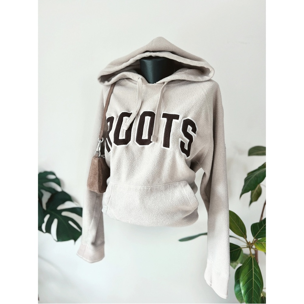 2002 Vintage Roots | Cream & Brown Fleece Collegiate Spellout Roots Sweatshirt